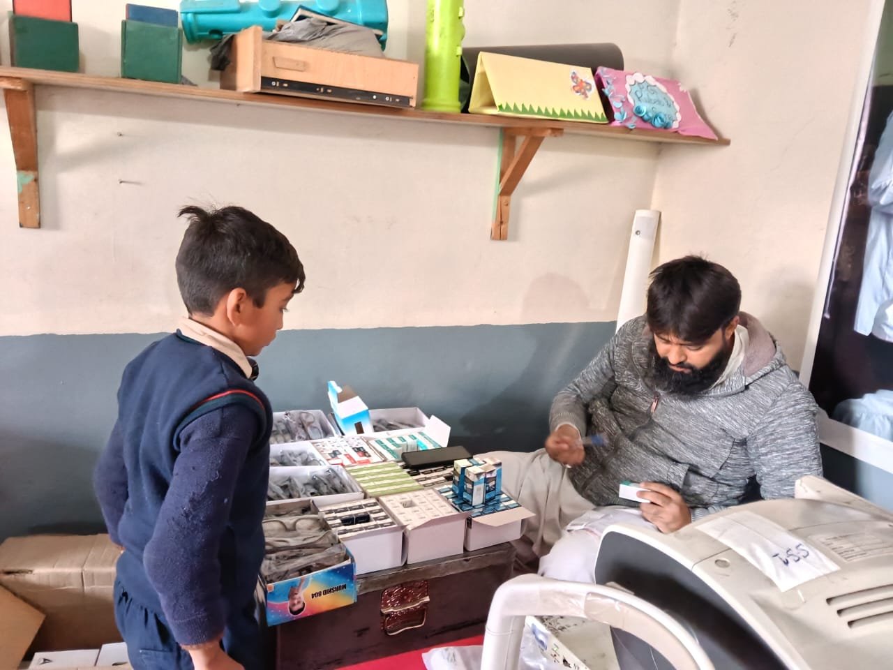Students studying in classroom